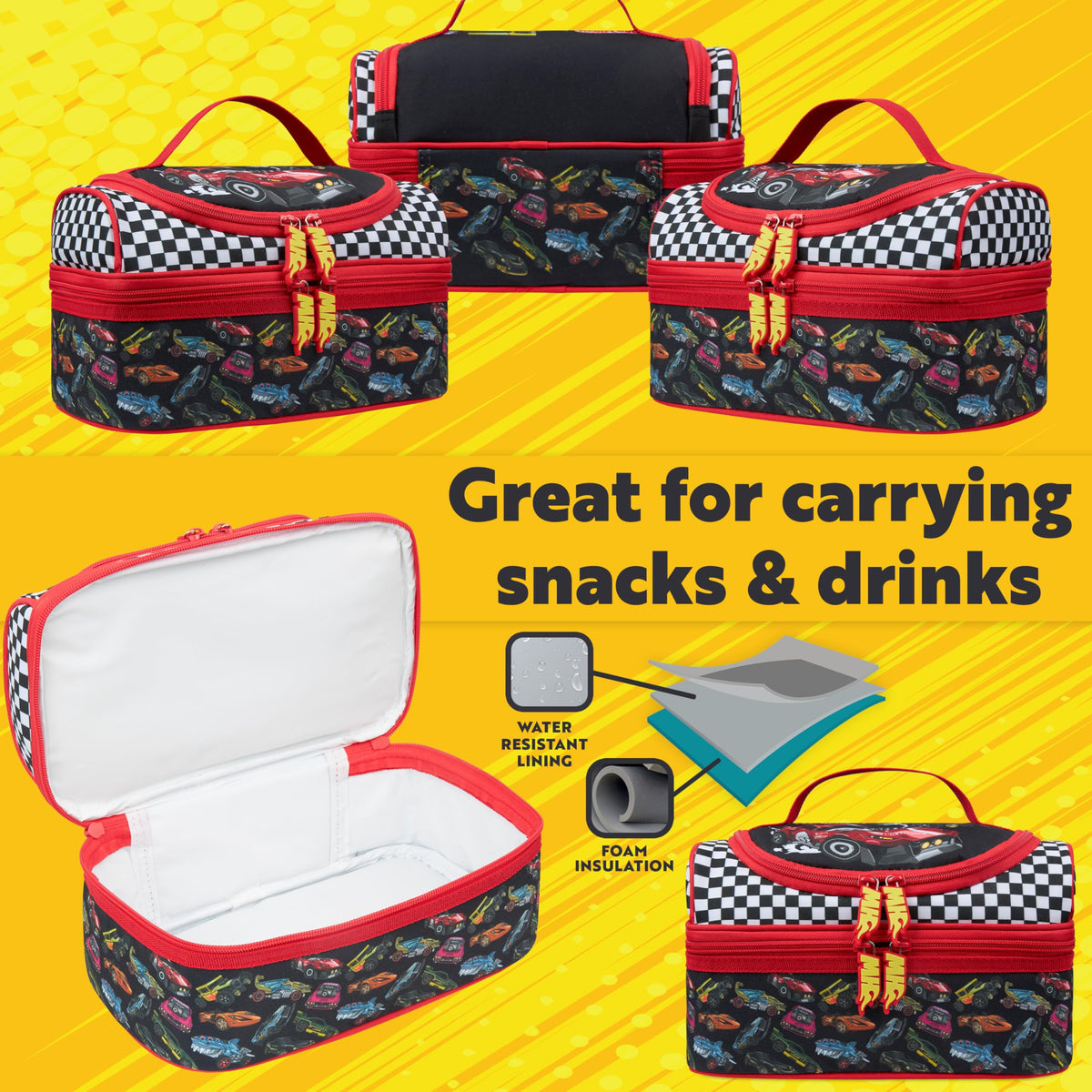 Get Trend Hot Wheels lunch bag insulated lining preserves freshness