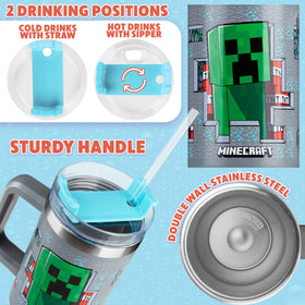 Get Trend Minecraft Kids Tumbler 28oz capacity reduces refills during school or travel.
