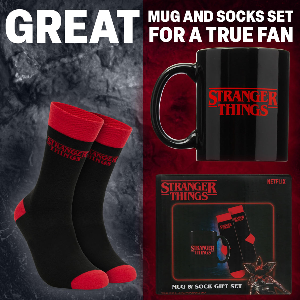 Get Trend Stranger Things crew socks, warm and comfortable for daily wear.
