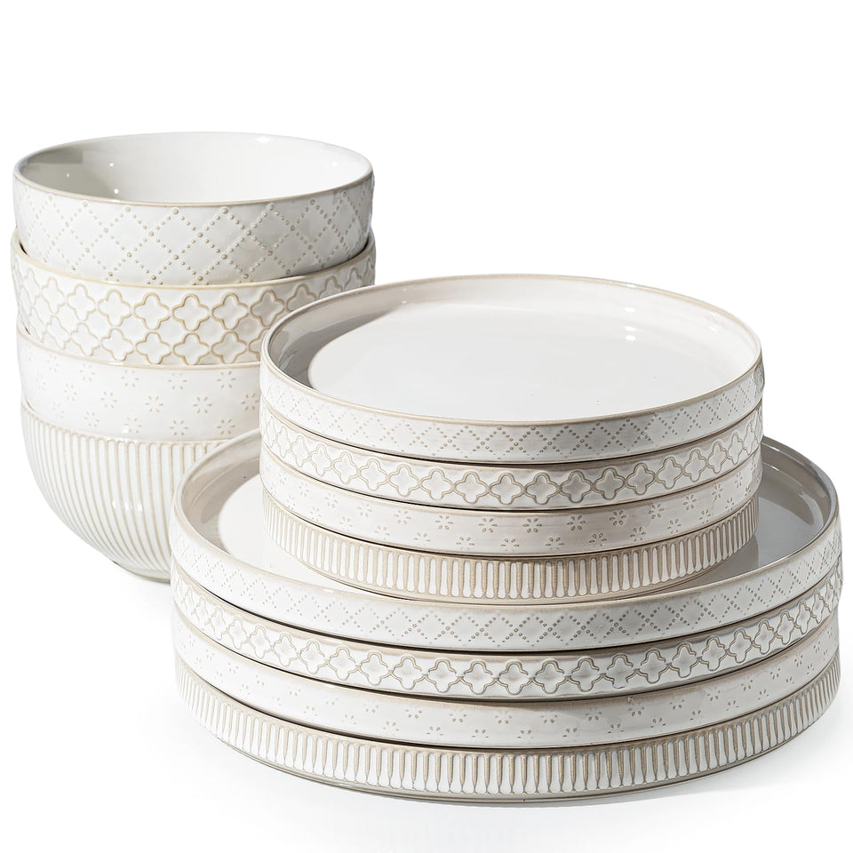 Getstar dinnerware set with 10-5 inch plate, durable ceramic for daily meals