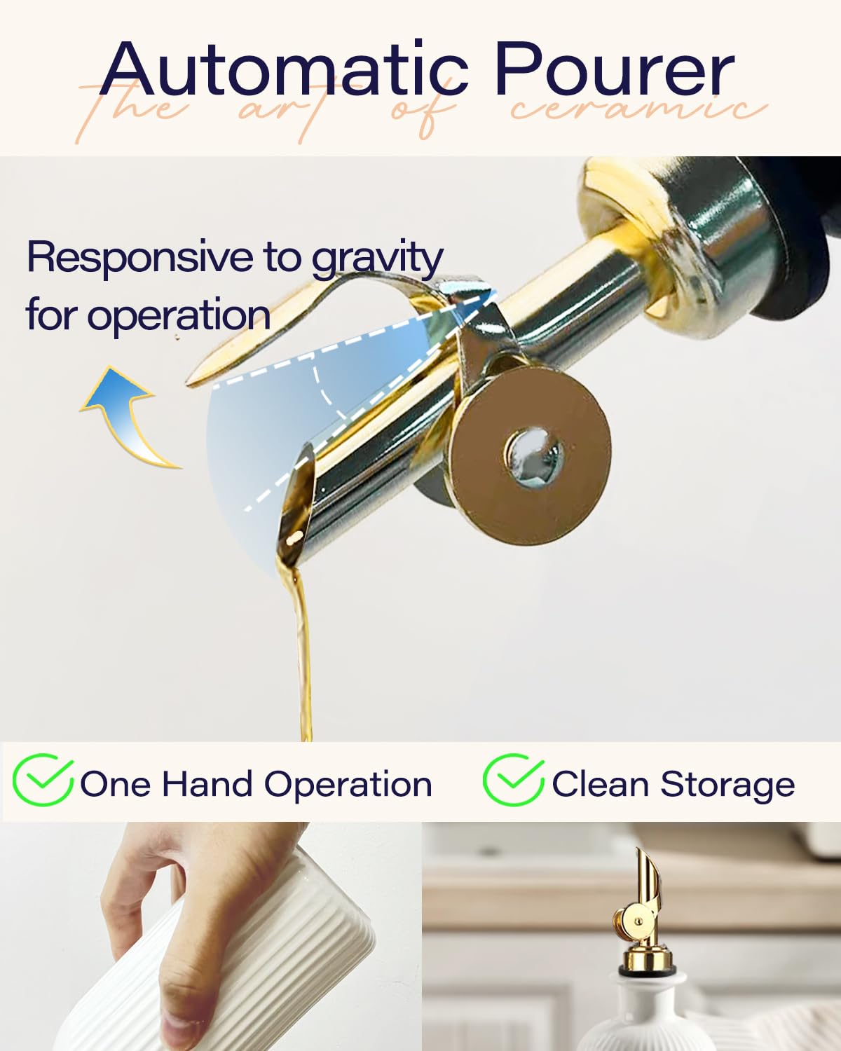 getstar golden pourer accent on ceramic bottle for elegant countertops