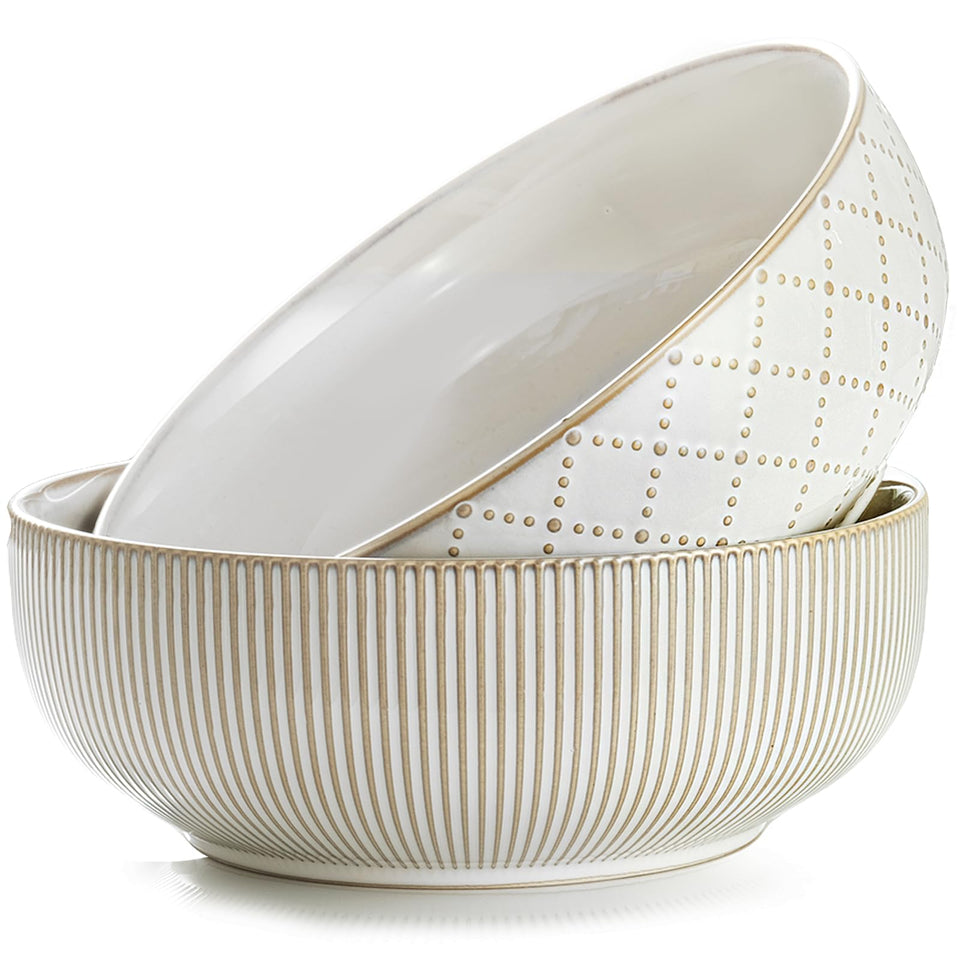 Getstar large serving bowls with 9.5-inch diameter for generous salads and shared meals.