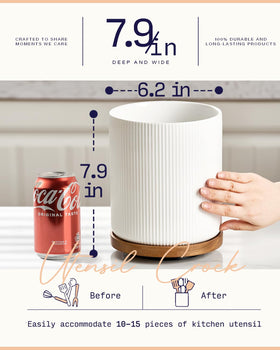 getstar large utensil crock holds 20–25 tools for clutter-free counter