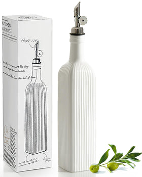 Getstar olive oil dispenser ceramic bottle with ridged grip for easy handling.