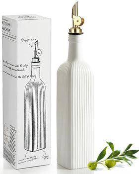 getstar olive oil dispenser with ceramic bottle and embossed stripes for stylish serving