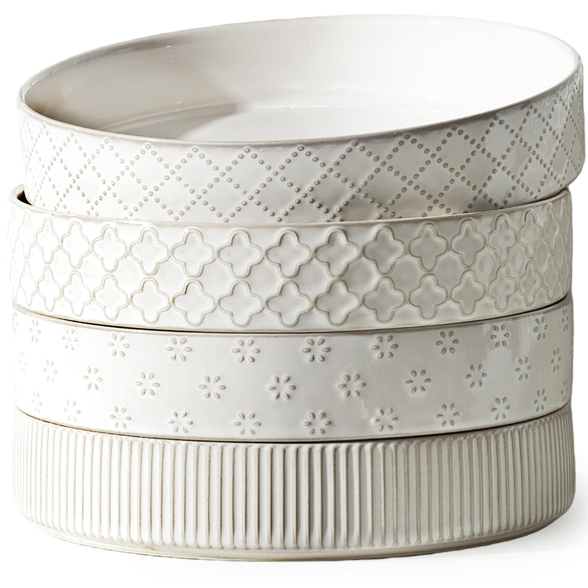Getstar pasta bowls set of 4 with 7.5 inch diameter for pasta, salads, and soups.