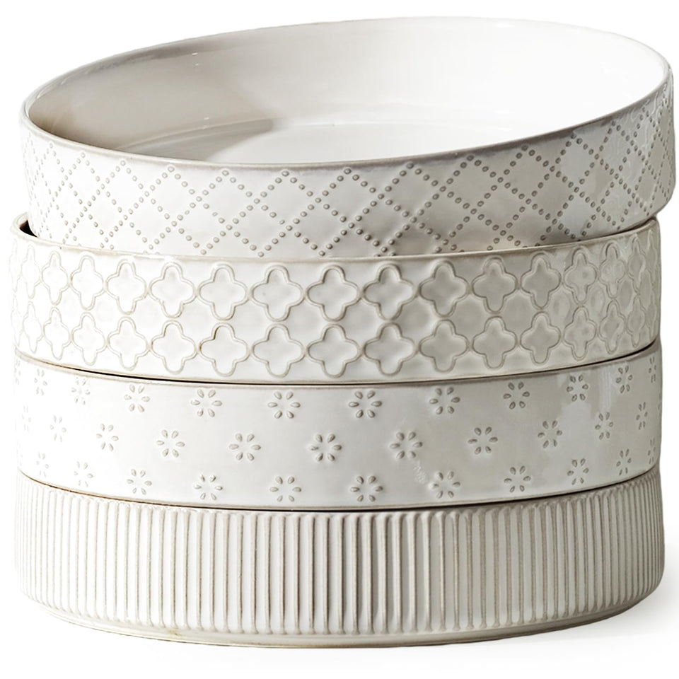 Getstar pasta bowls set of 4 with 7.5 inch diameter for pasta, salads, and soups.