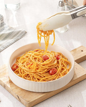 Getstar speckled white glaze enhances table setting and style.