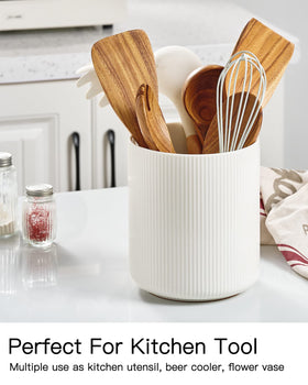 Getstar crock with spatulas inside demonstrating organized counter storage