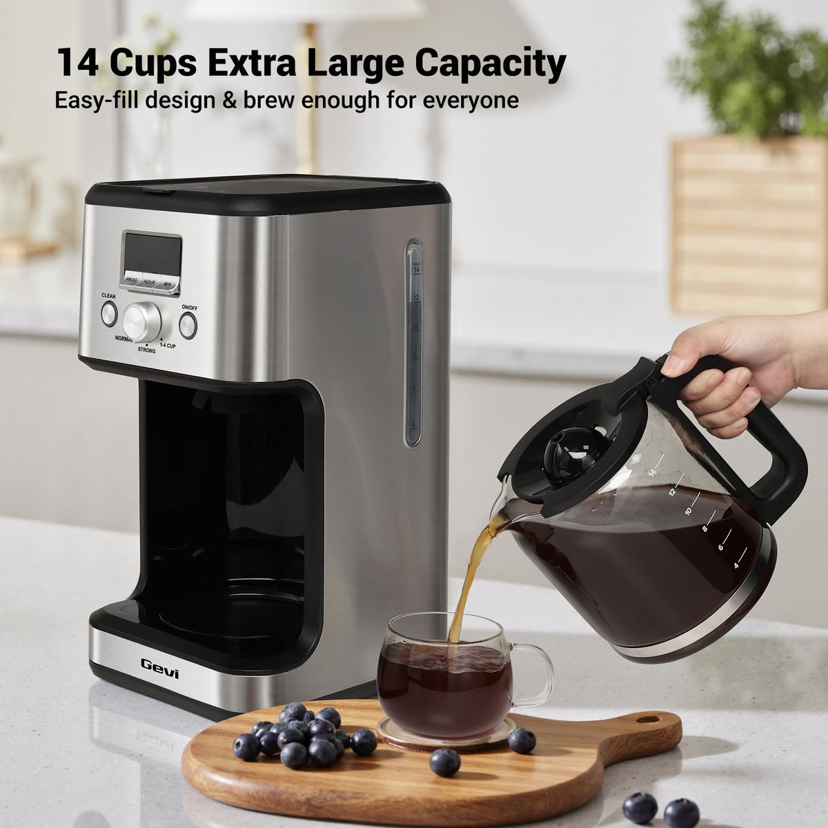 Gevi coffee maker strong vs normal brew selector for personalized flavor