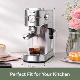 Gevi supports ground coffee, ESE pods, and Nespresso capsules for versatility.
