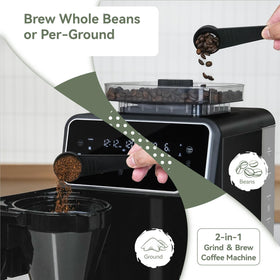 Gevi Grind & Brew built-in burr grinder for fresher grounds
