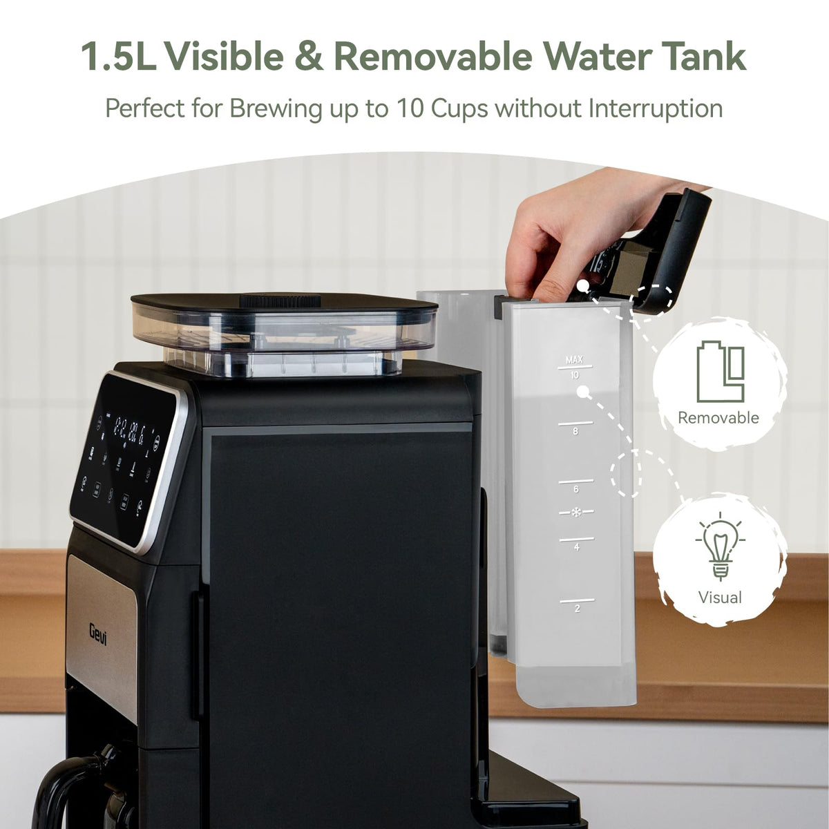 Gevi Grind & Brew permanent filter for easy cleanup and reuse