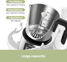 Gevi Milk Frother easy-clean cup rinses quickly after frothing.