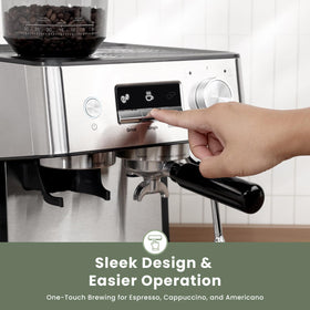 Gevi single/double shot selector for versatile beverages.