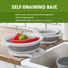 Gevoli over-sink draining base in action with water flowing