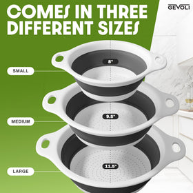 Gevoli stackable colander shown compact for neat storage