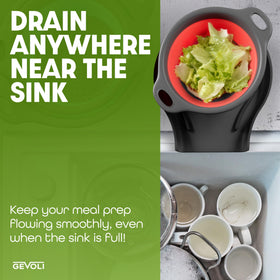 Gevoli nested design stacks compactly to simplify cabinet storage.