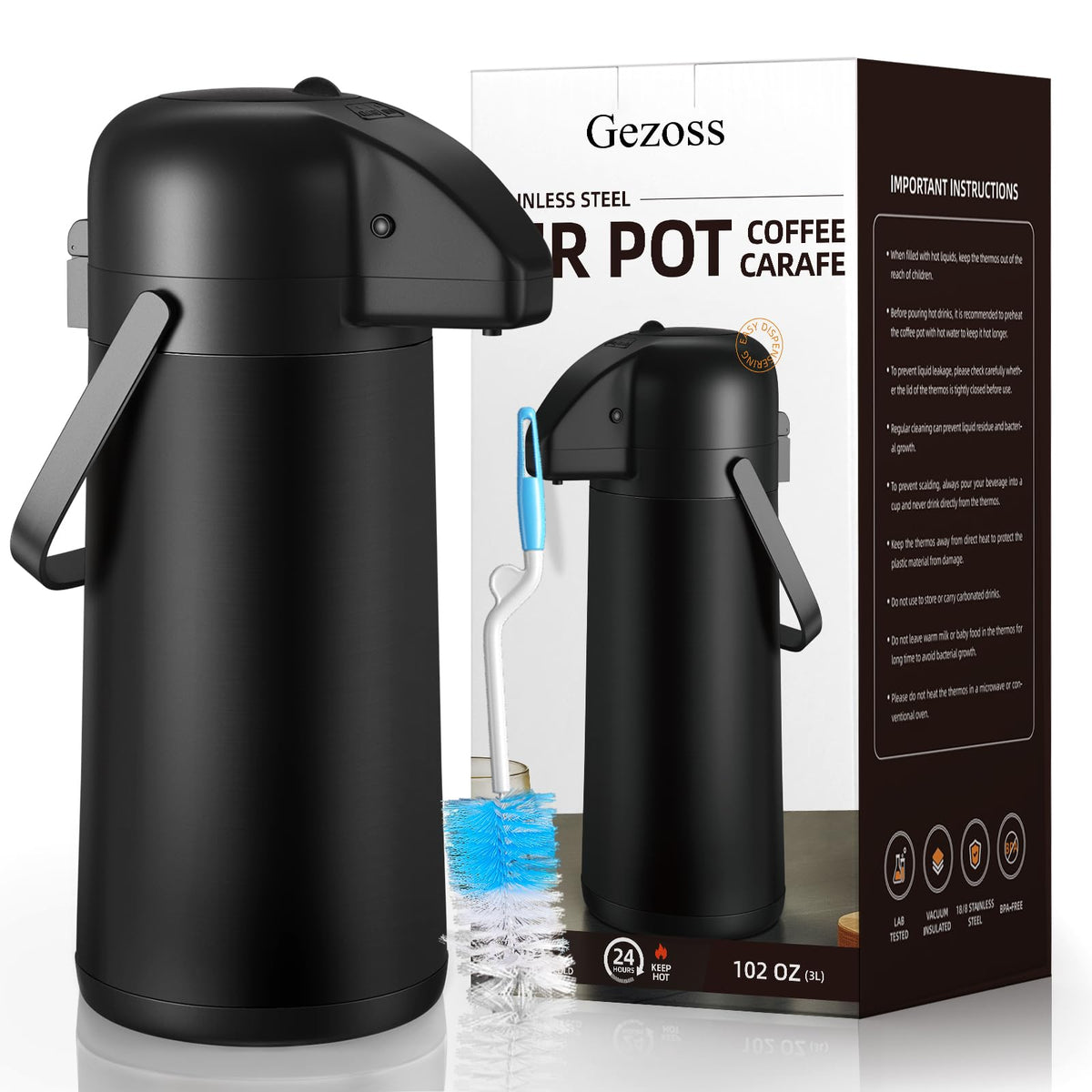 Gezoss reliable design reduces spills during service.