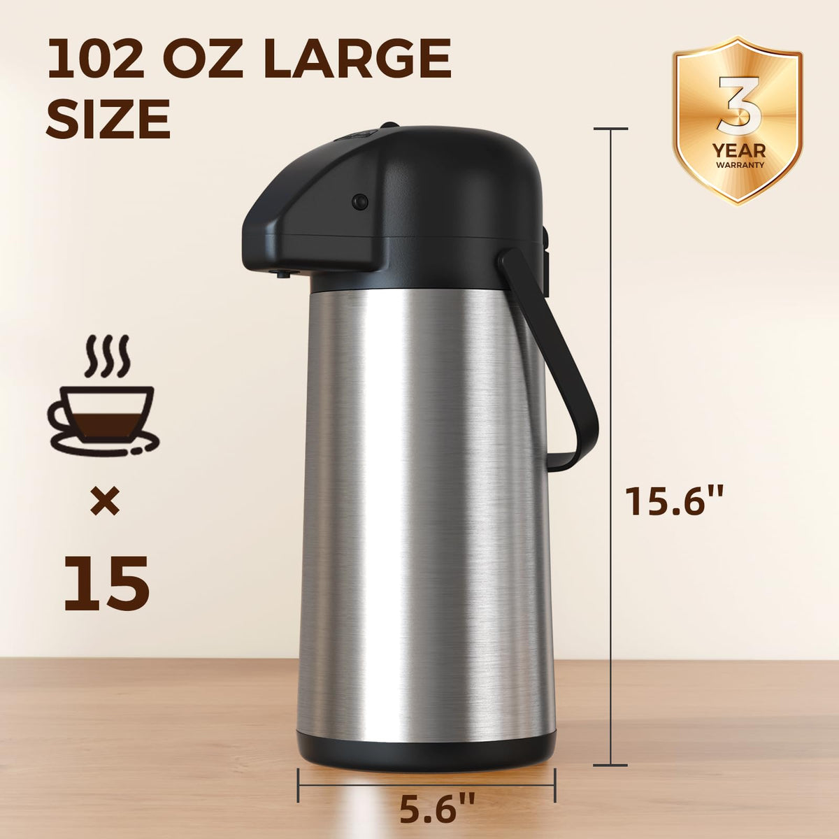 Gezoss large-capacity 102oz serves up to 15 cups.