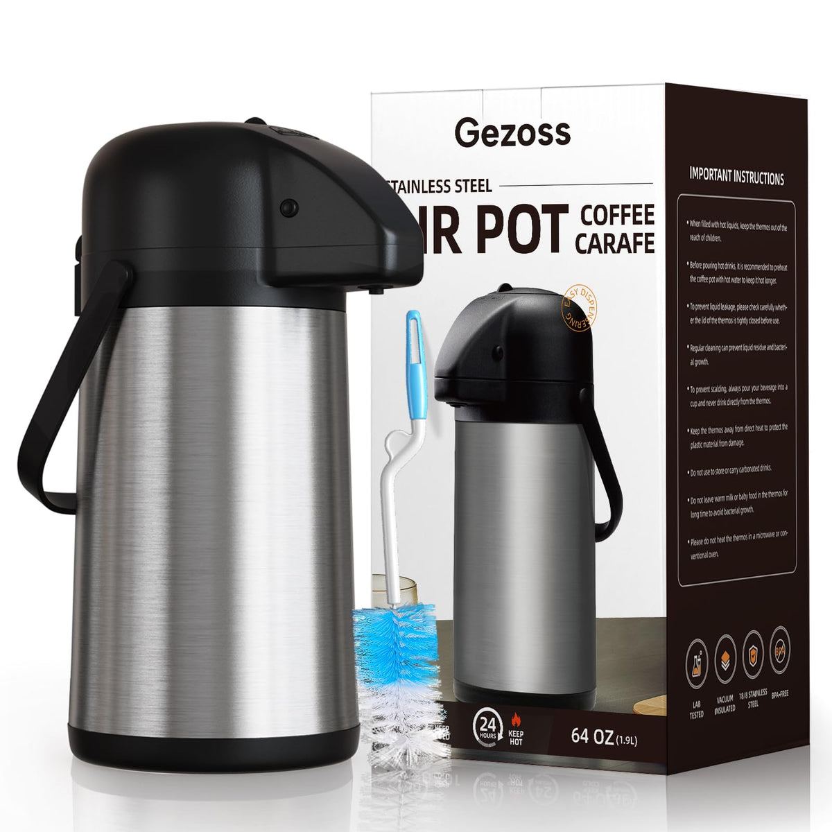 Gezoss versatile hot and cold beverage vessel for tea, coffee, or cocoa.