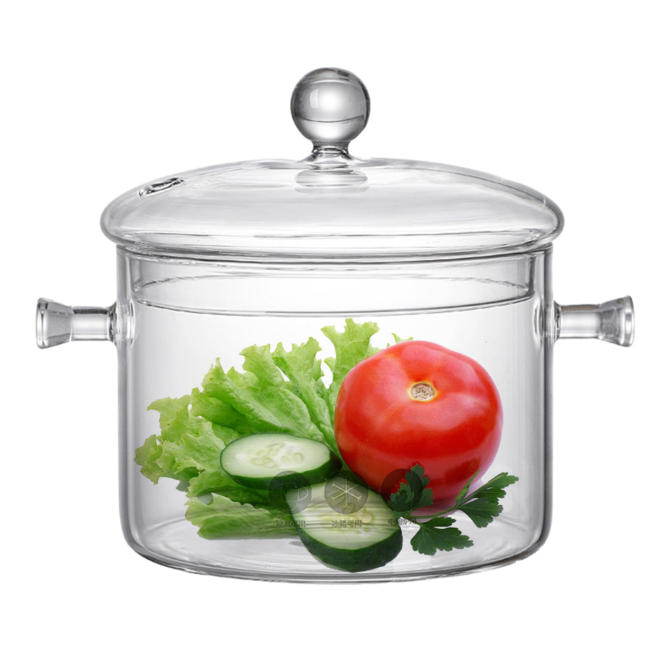 GFZYHEBEI 50oz glass saucepan with lid-view shows clear visibility during cooking.