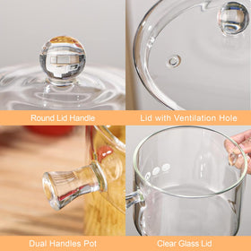 GFZYHEBEI vented lid glass pot releases steam to prevent overflow.