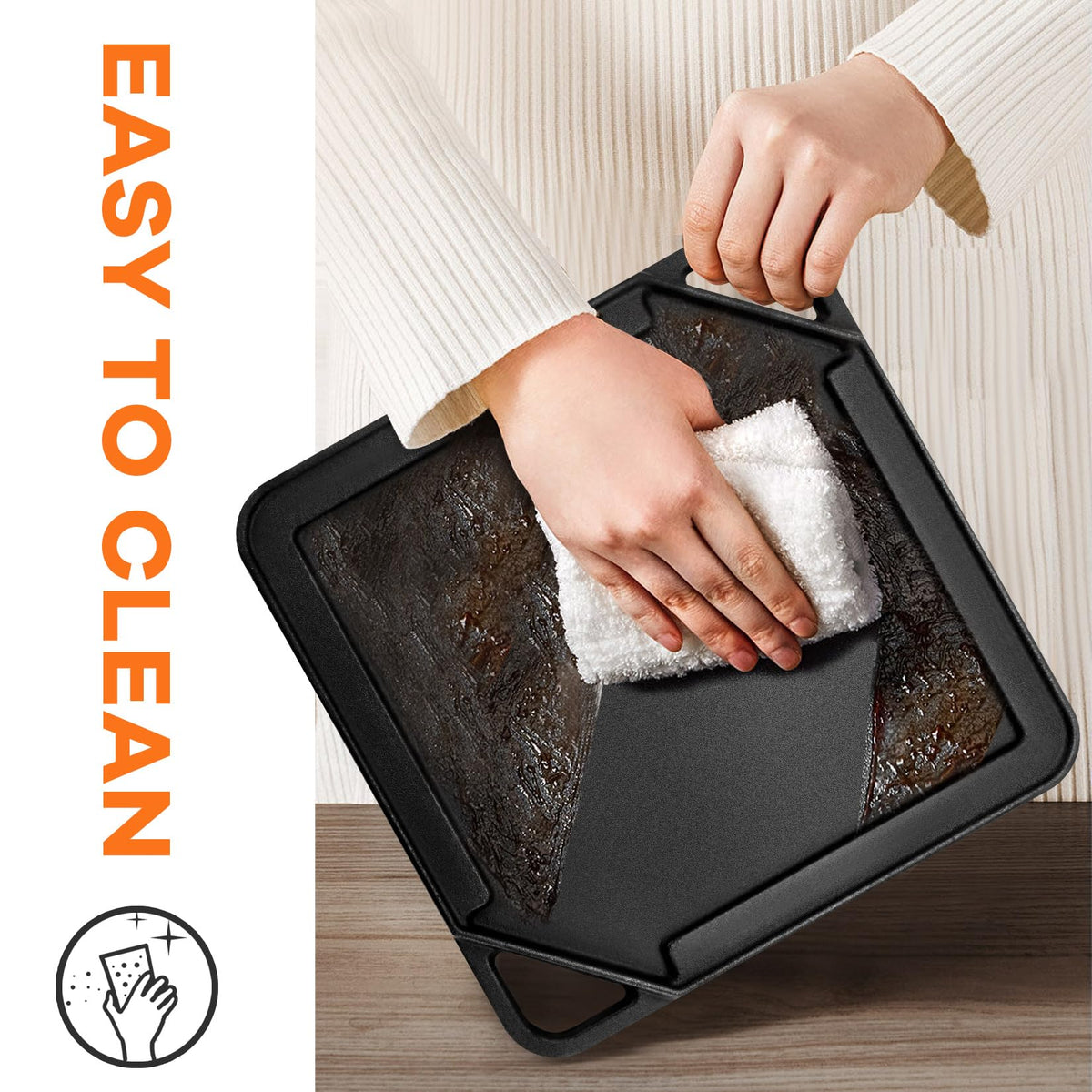 GGC cast iron griddle fits a 10x10 cooking surface for compact setups.