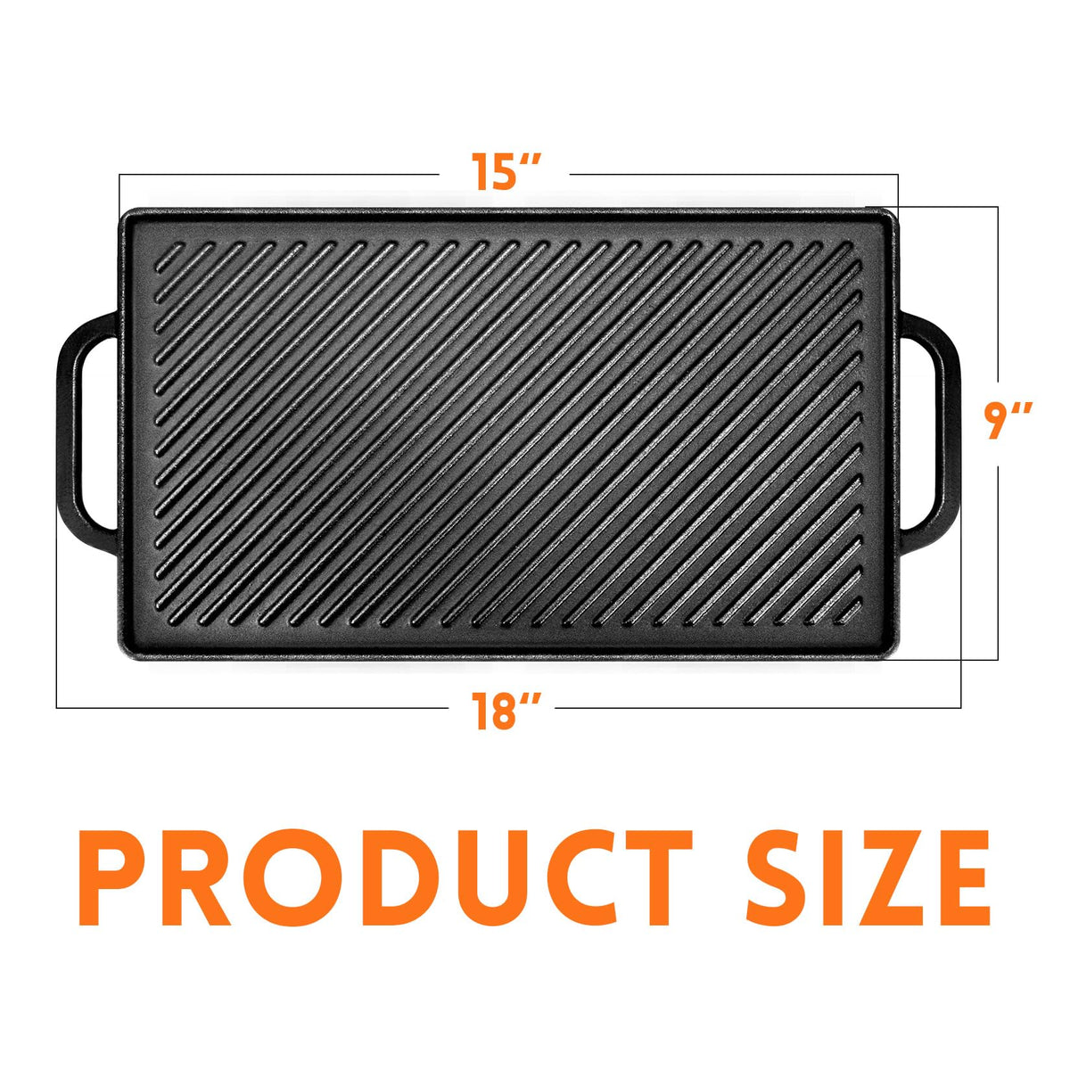 GGC cast iron reversible griddle flat side ideal for pancakes, eggs, and breakfast items.
