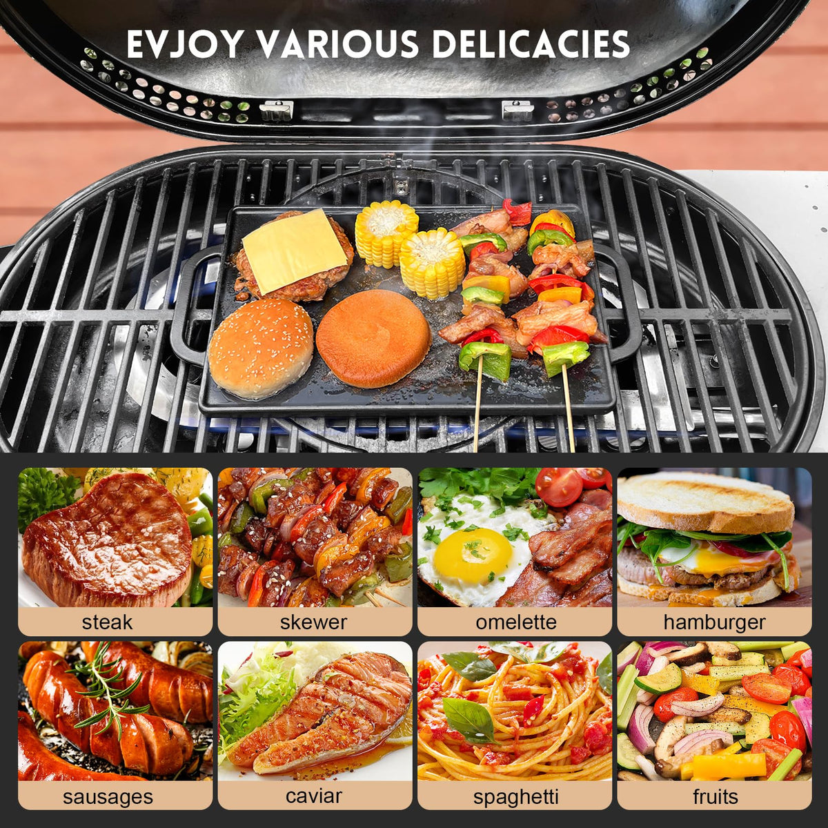 GGC cast iron reversible grill griddle easy grip handles for safe transfer