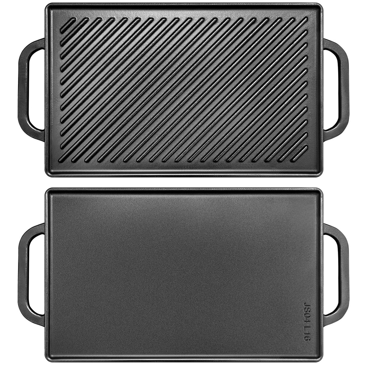 GGC cast iron reversible grill griddle ribbed side for searing steaks and chops