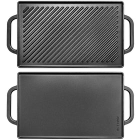 GGC cast iron reversible grill griddle ribbed side for searing steaks and chops