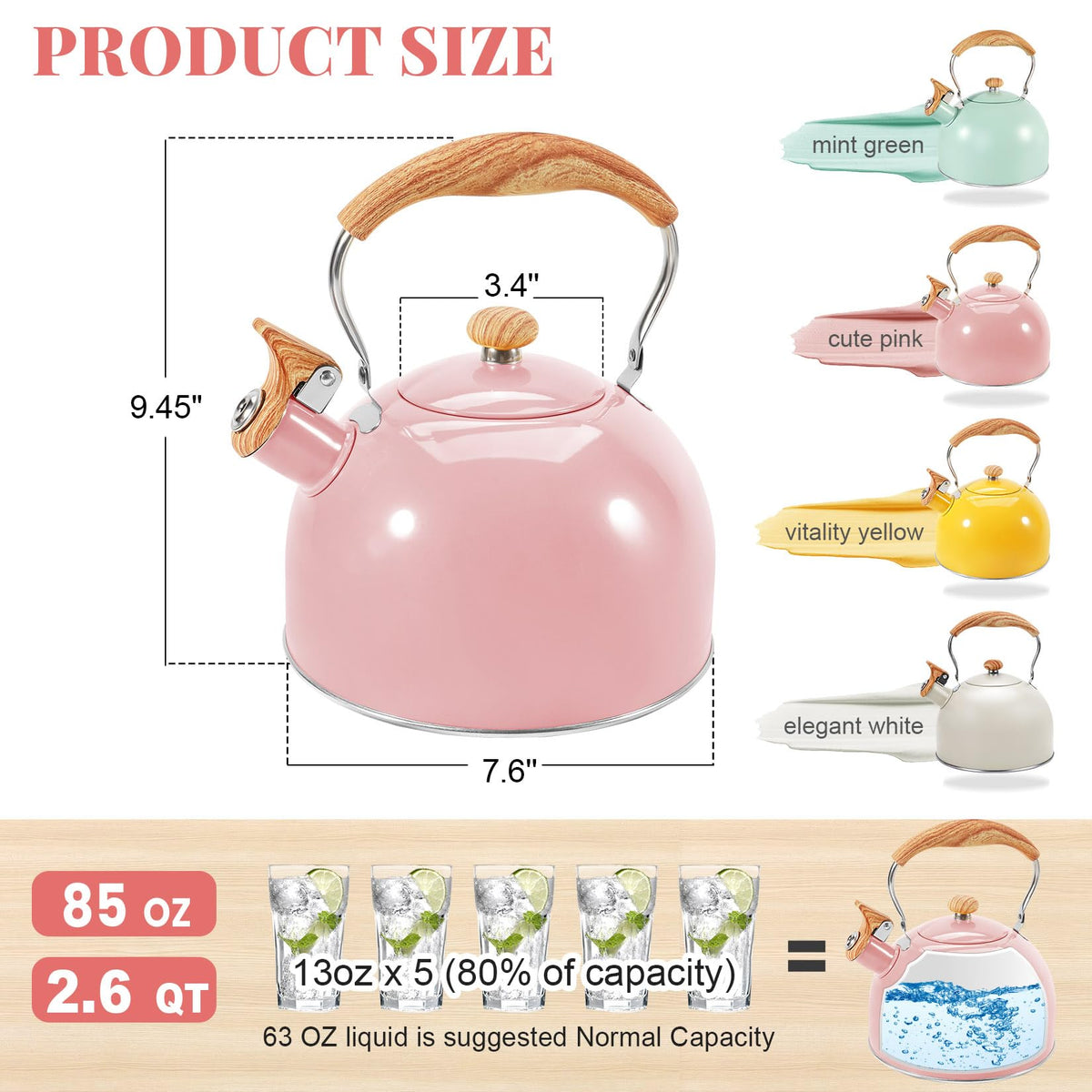 GGC induction-compatible kettle for versatile stovetop use.