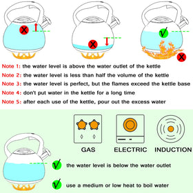 GGC tea kettle induction-compatible design works on induction, electric, and gas stoves.