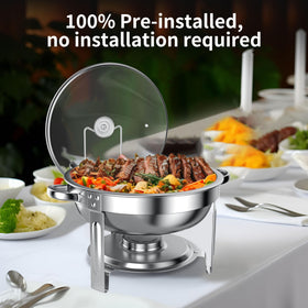 GGIU chafing dishes 5-quart capacity set ideal for large servings and smooth service.