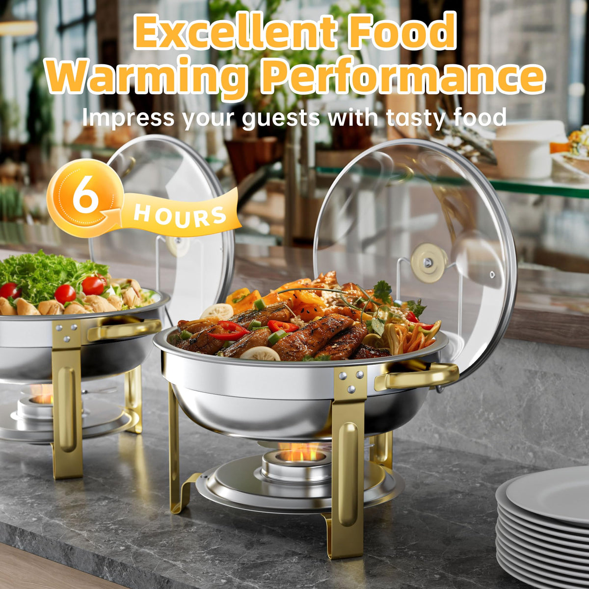 Clear glass lid with vent helps monitor food safely
