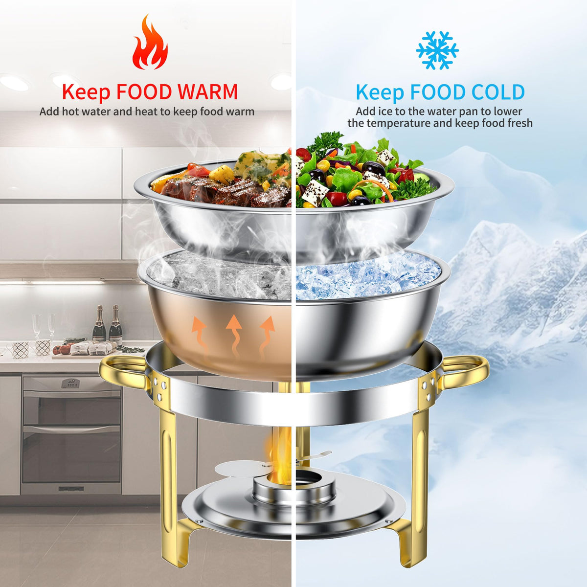 Stainless steel surface resists corrosion and cleans quickly after service