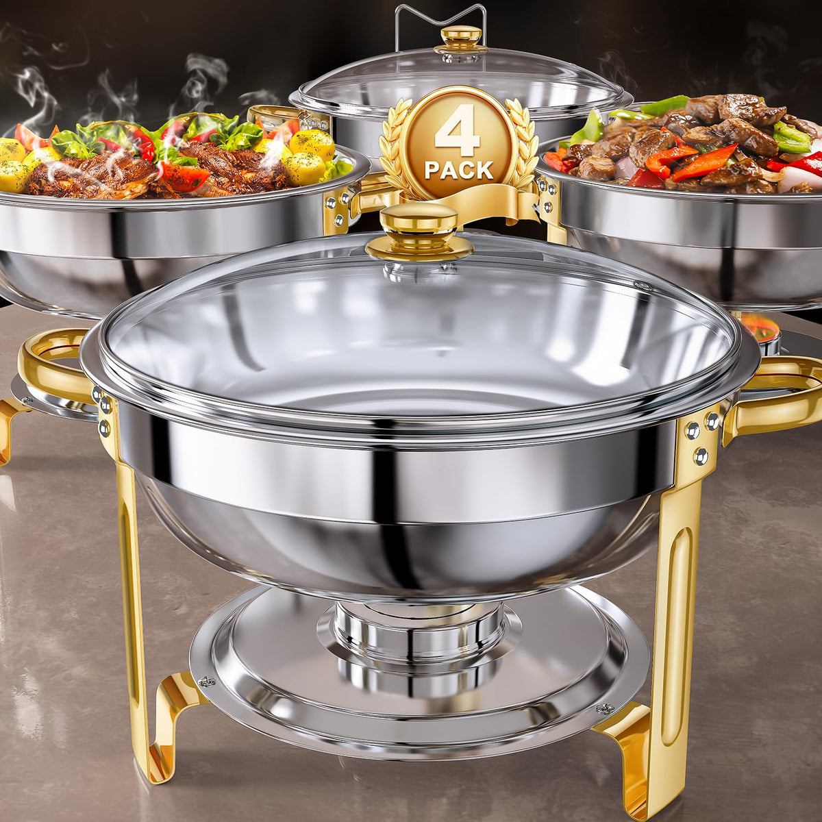 GGIU chafing dish round set with lids for elegant buffet presentation