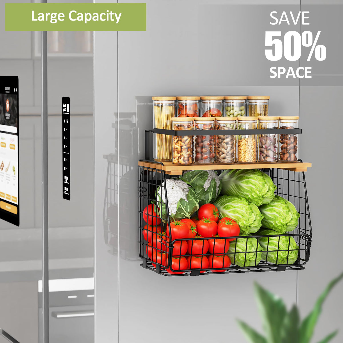 GGIU fridge organizer with guardrail doubles as extra shelf for spices