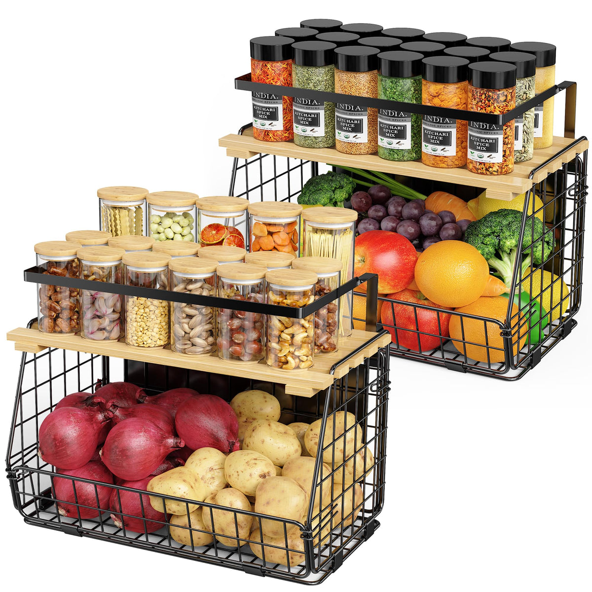 GGIU magnetic shelf fridge lid 2-pack securely holds produce and condiments