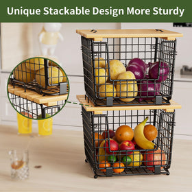 GGIU basket with wooden lid provides sturdy, covered storage