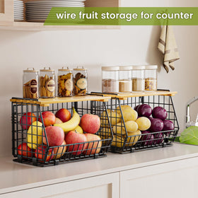 GGIU wire fruit basket on countertop provides easy reach for fresh produce.