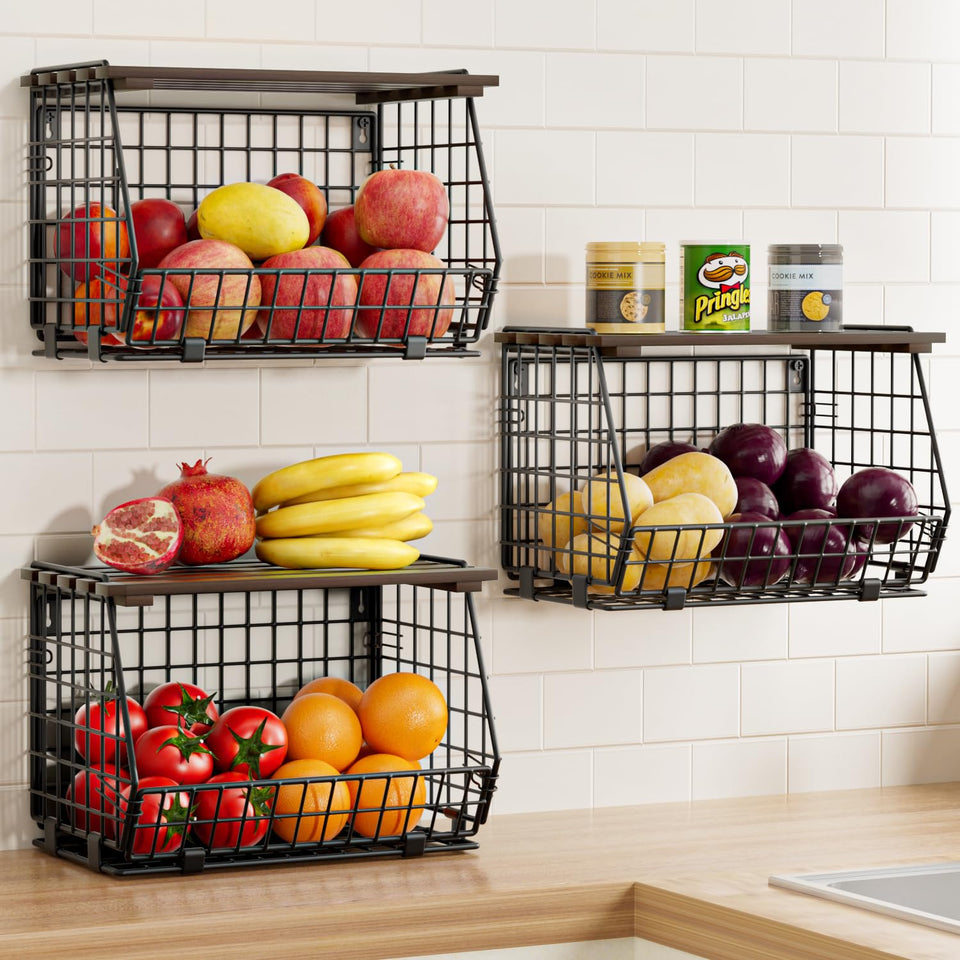 GGIU wire fruit basket hanging-mount for space-saving kitchen storage