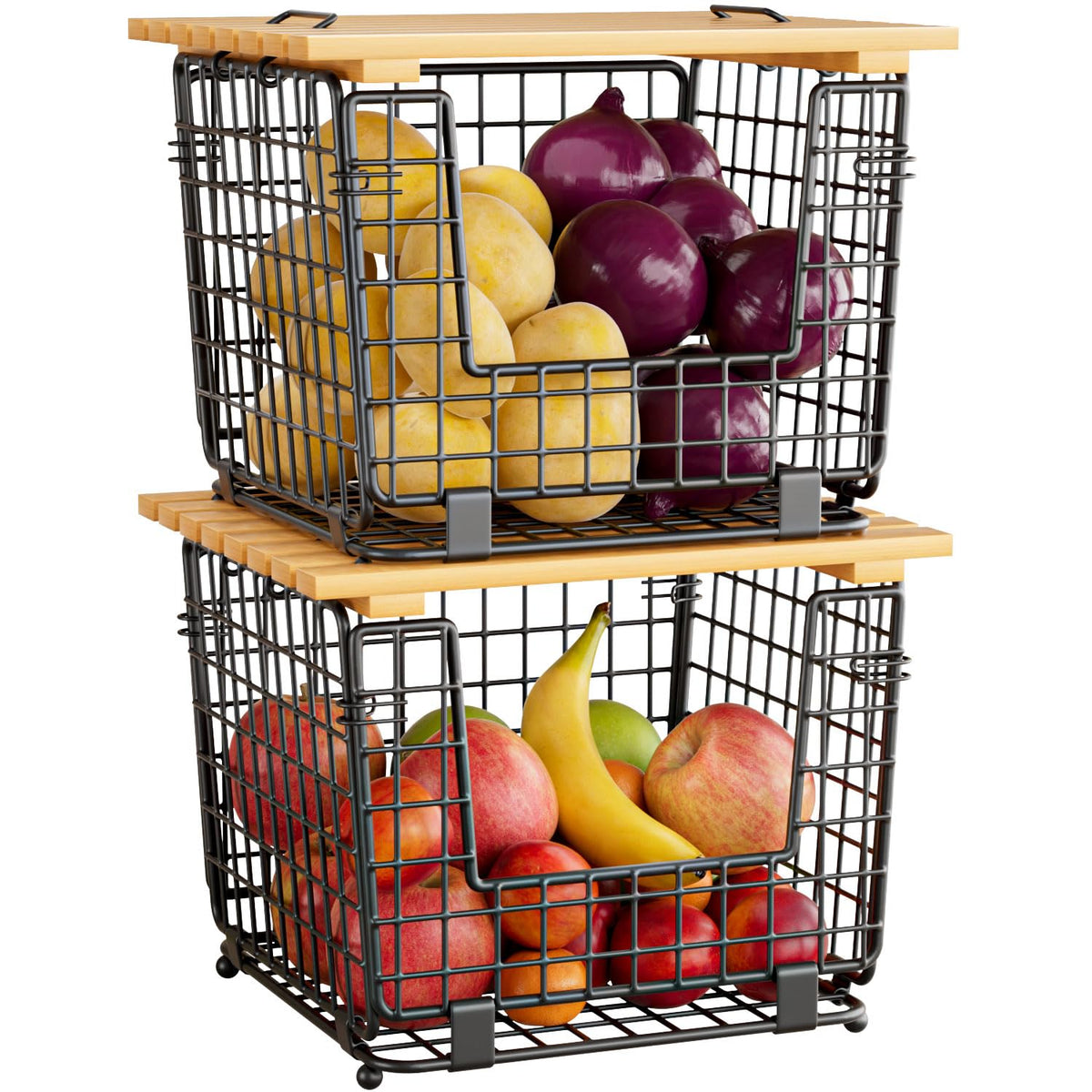 GGIU wire storage basket on kitchen counter for easy produce access
