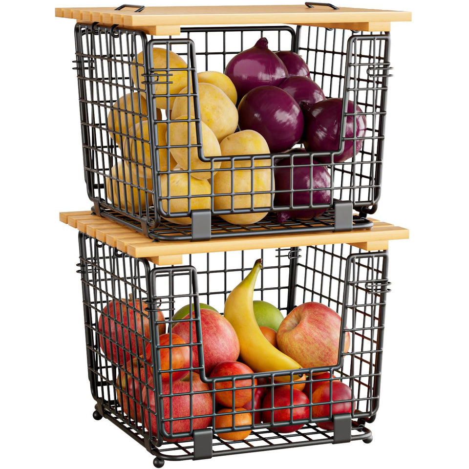 GGIU wire storage basket on kitchen counter for easy produce access