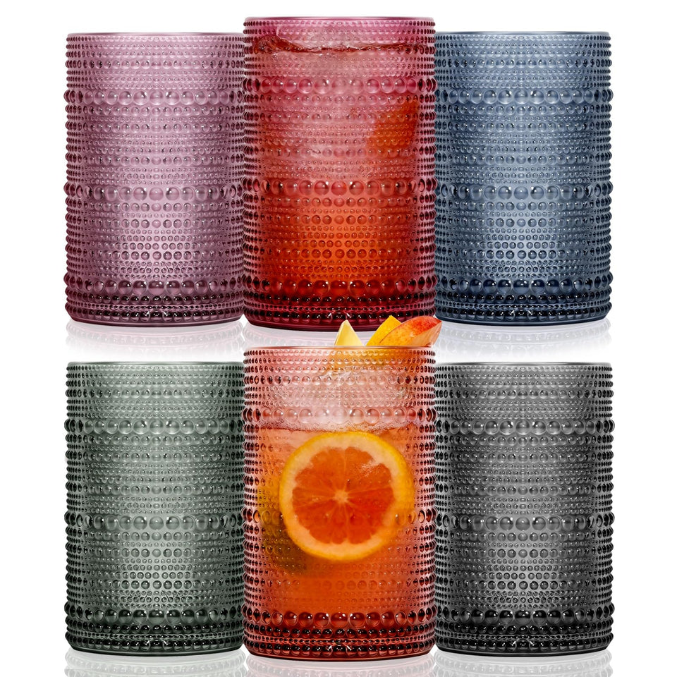 GGOLDMER colored hobnail glasses - vibrant 12oz set for entertaining at home