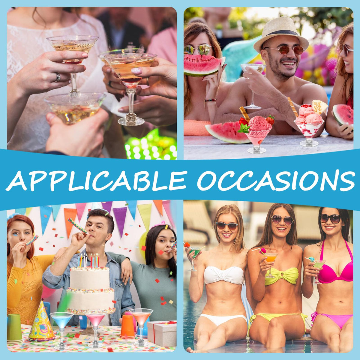 GGOLDMER poolside-use plastic martini glasses for outdoor entertaining