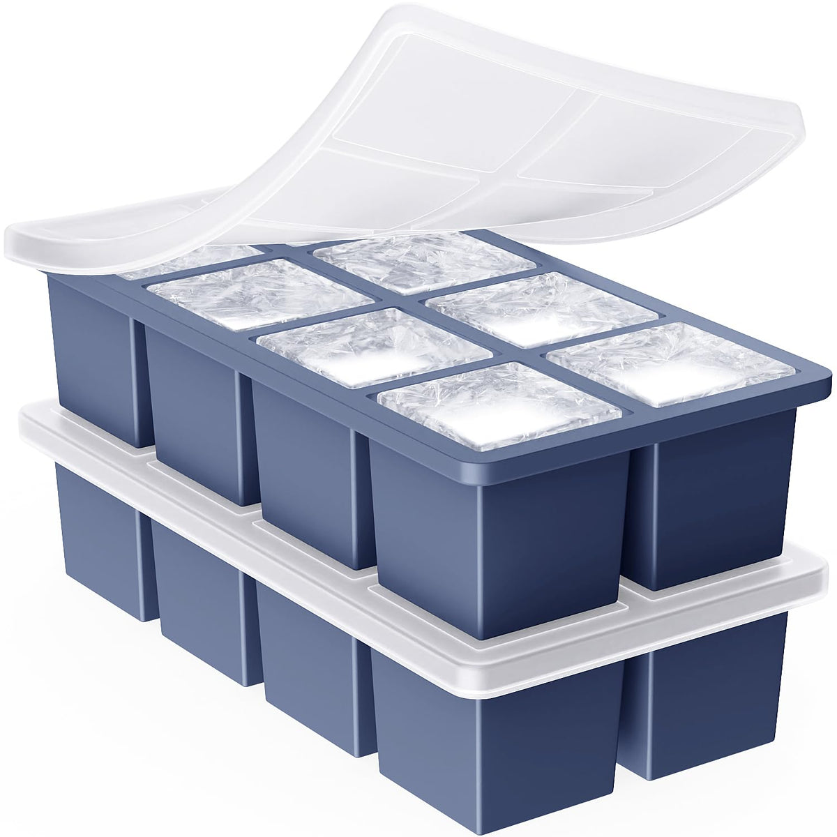 GGOW big silicone ice cube tray forming 2-inch cubes for whiskey and cocktails.