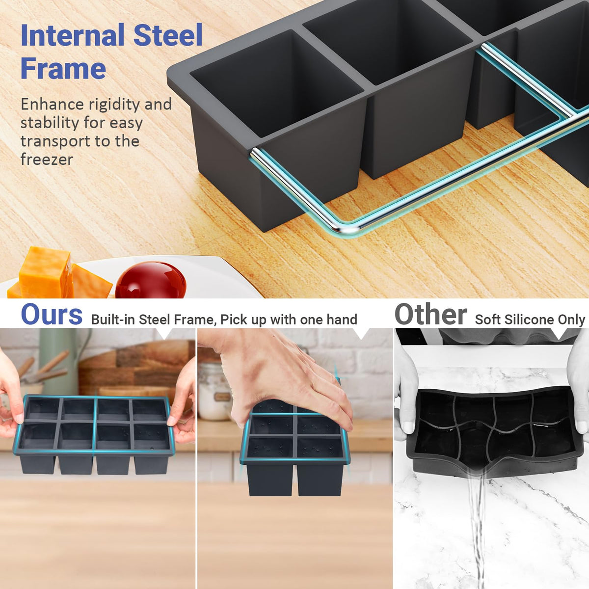GGOW easy-release mechanism shows removing ice cubes from the tray.