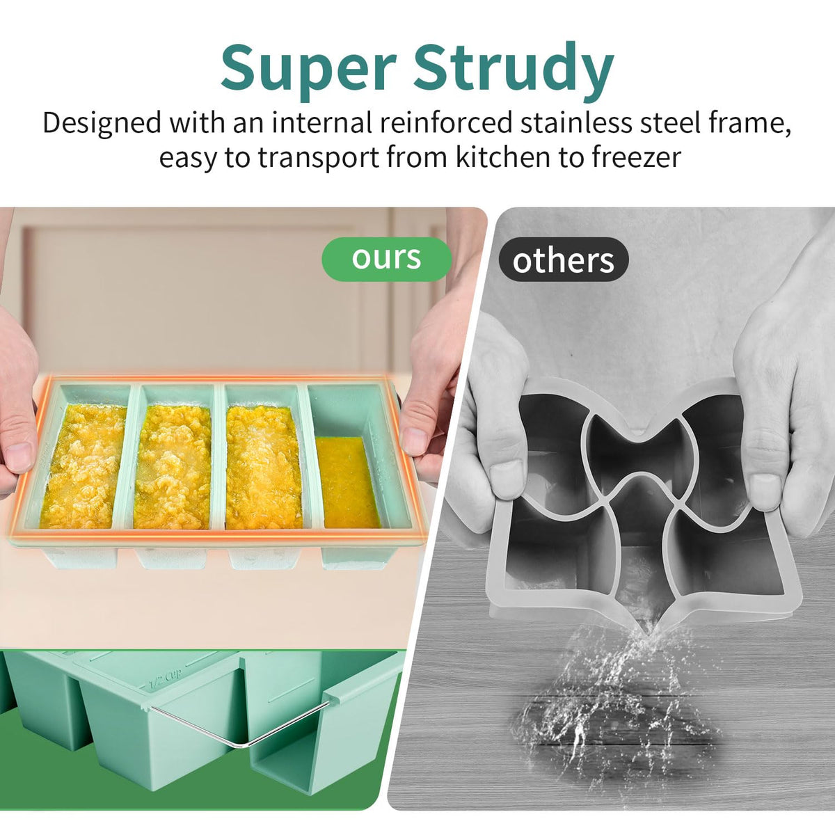 GGOW freezer tray with reinforced stainless-steel frame for stability
